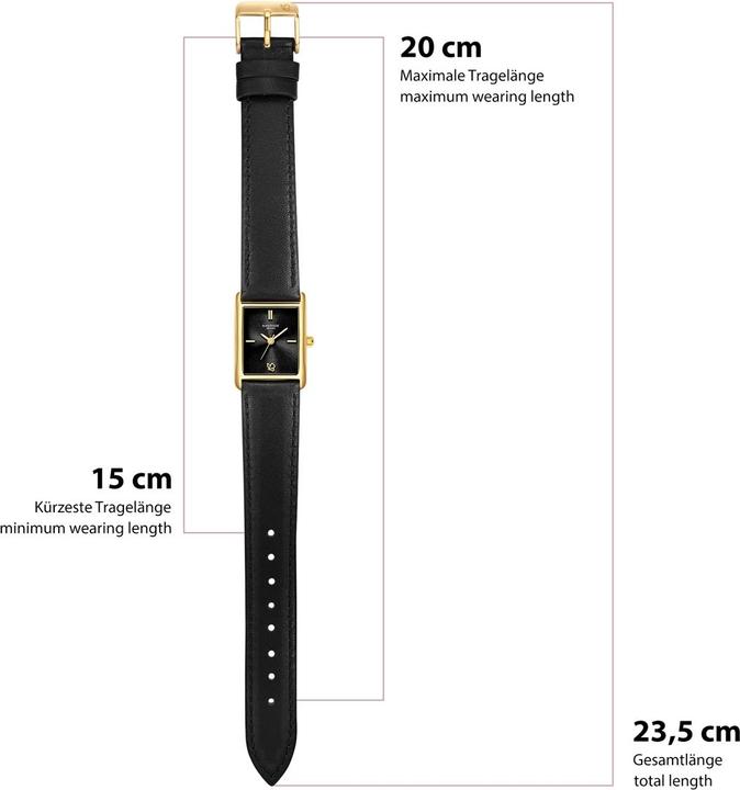 Actual product image Glanzstücke München Damen Quarzuhr gelbgold Echtleder schwarz - 38064 (22 mm)