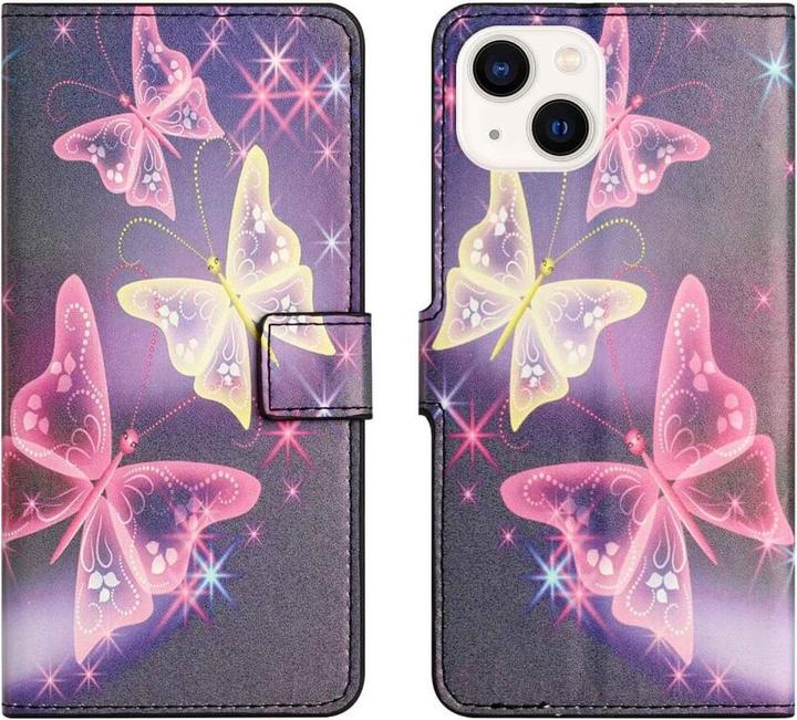 Produktbild Cover-Discount iPhone 14 - Leder Etui Hülle Schmetterling violett (Apple iPhone 14)