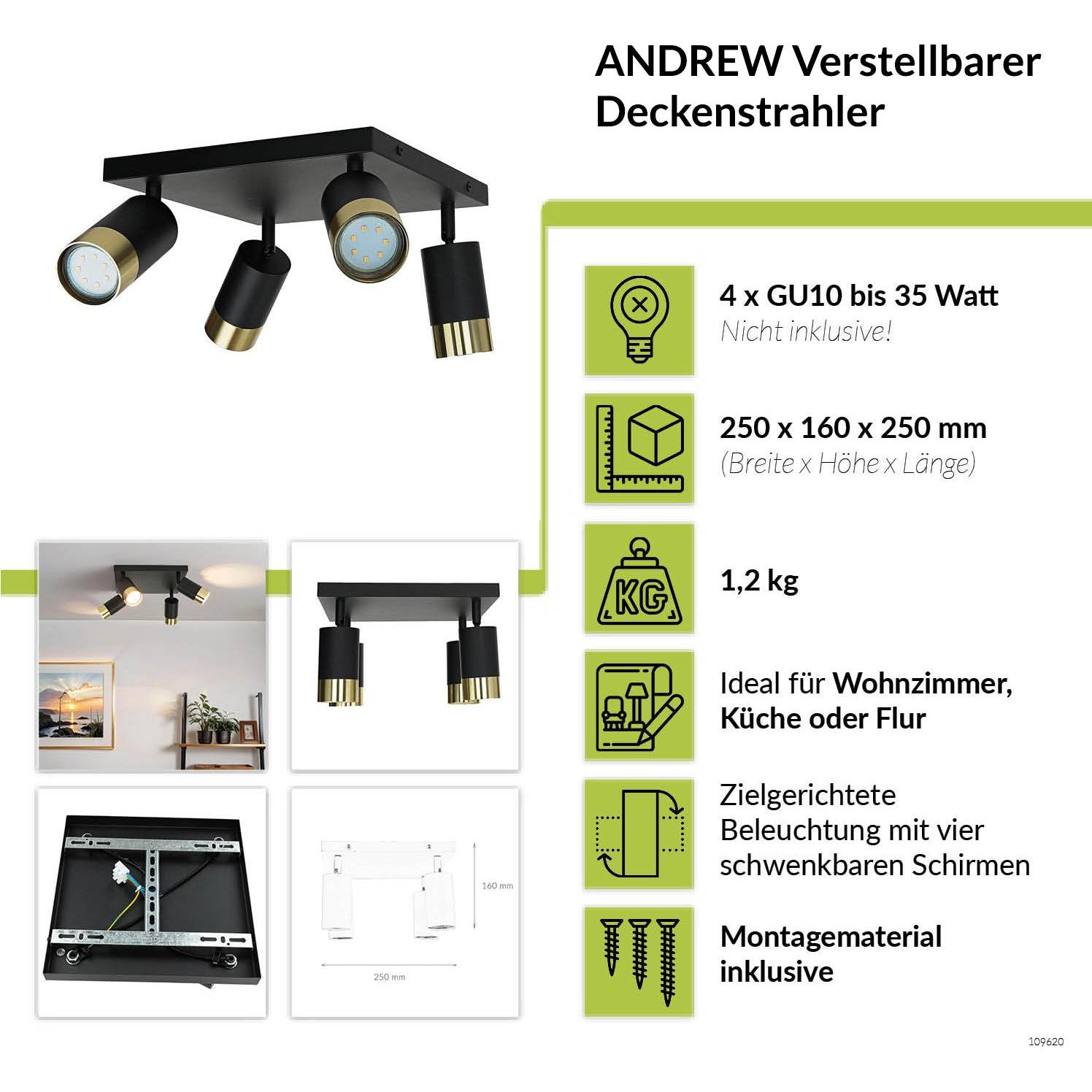 Thumbnail - Licht-Erlebnisse, Wandleuchte + Deckenleuchte, Spot Strahler Andrew (GU10)