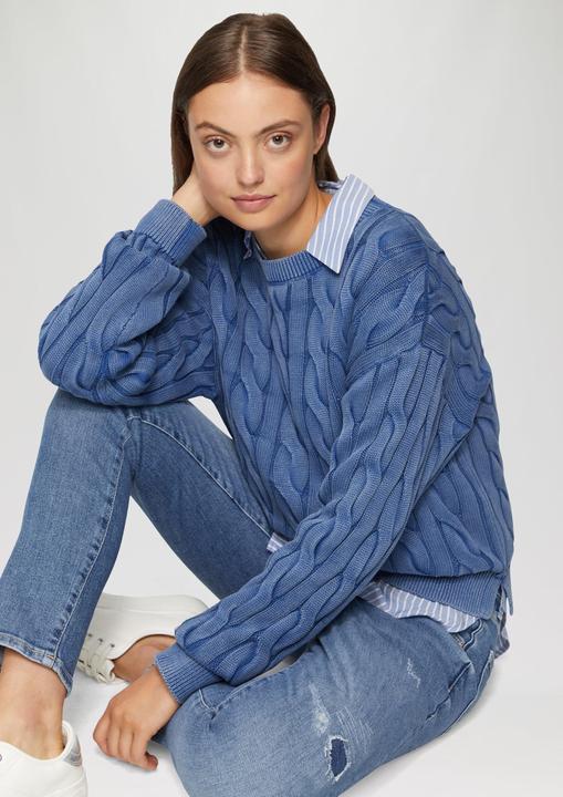 Produktbild s.Oliver Strickpullover Pullover mit Zopfstrickmuster und Garment Dye (42)