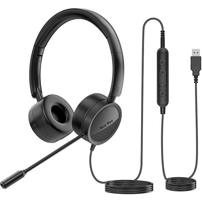 NewBee New Bee NB-H360 wired headphones with microphone (black) (Kabelgebunden), Kopfhörer, Schwarz