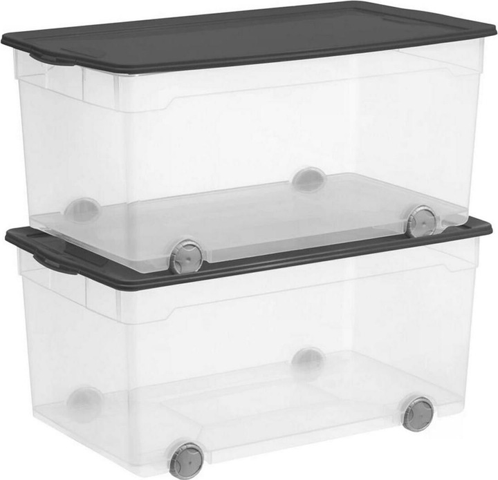 Produktbild Rotho Aufbewahrungsbox Clear 2 Stück, Schwarz/Transparent (63 l)