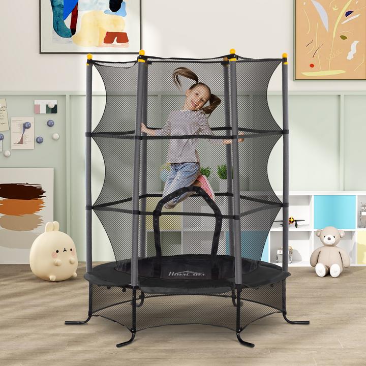 Produktbild Homcom Kindertrampolin Stahl, Kunststoff Schwarz (163 cm)