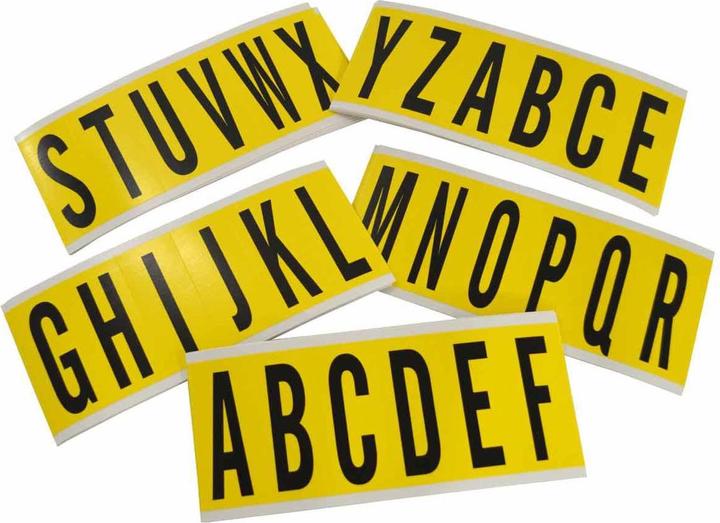 Actual product image Brady 3450-LTR Kit, B-499, nylon fabric, labelling: letter set (A-Z), black on yellow, 38 x