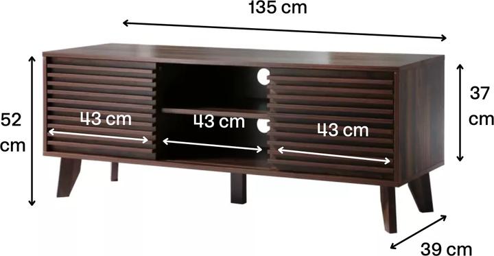 Immagine prodotto Casâme Mobile TV con frontali effetto legno scanalato L140 cm - FRIBOURG