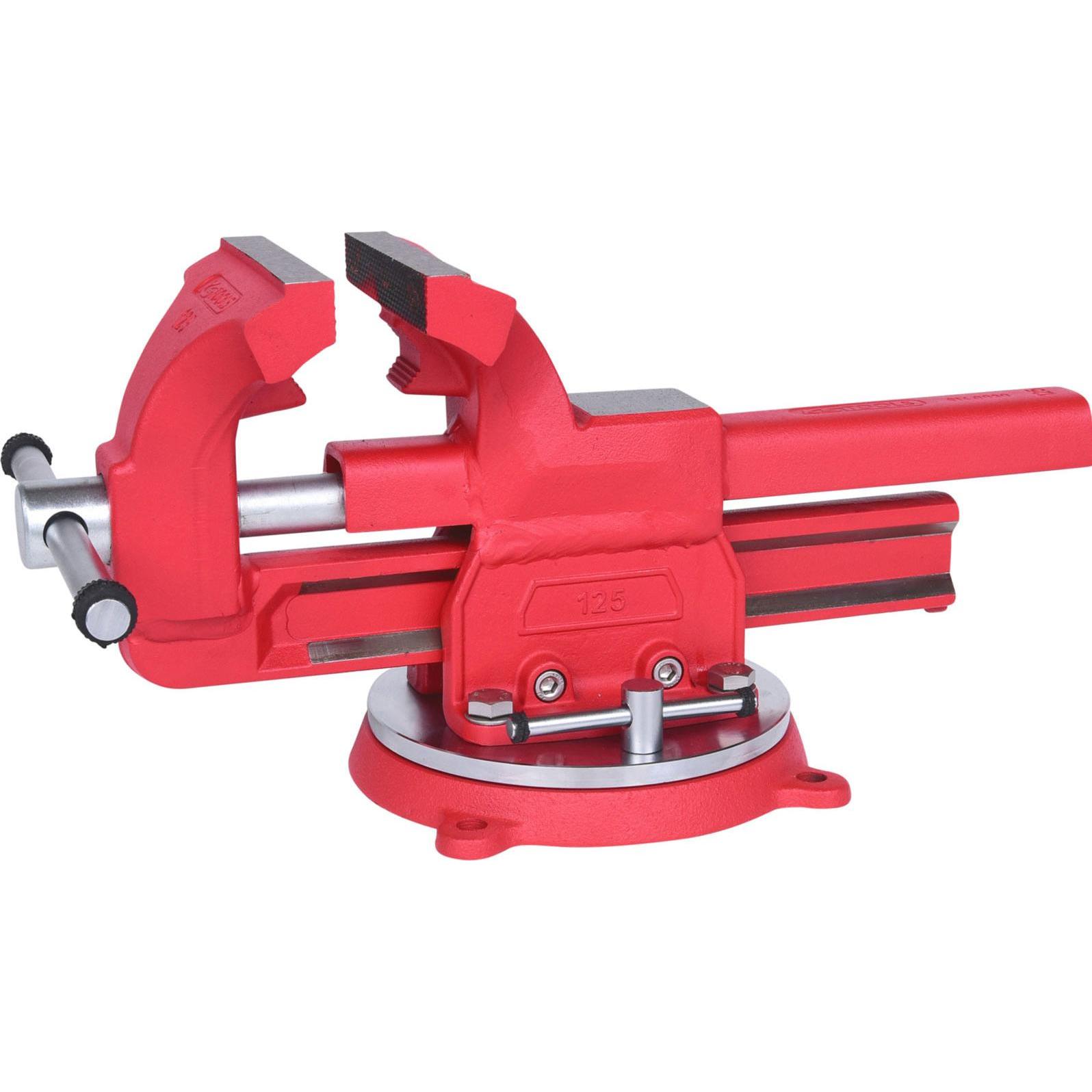 KS Tools, Schraubstock + Zwinge, Parallel-Schraubstock mit Drehteller, Backenlänge 120 mm, mit Rohrspannbacke (120 mm)