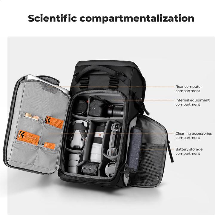 Actual product image K&F Concept Outdoor Backpack 30L Star Wander 04 (Black) (Photo backpack, 30 l)