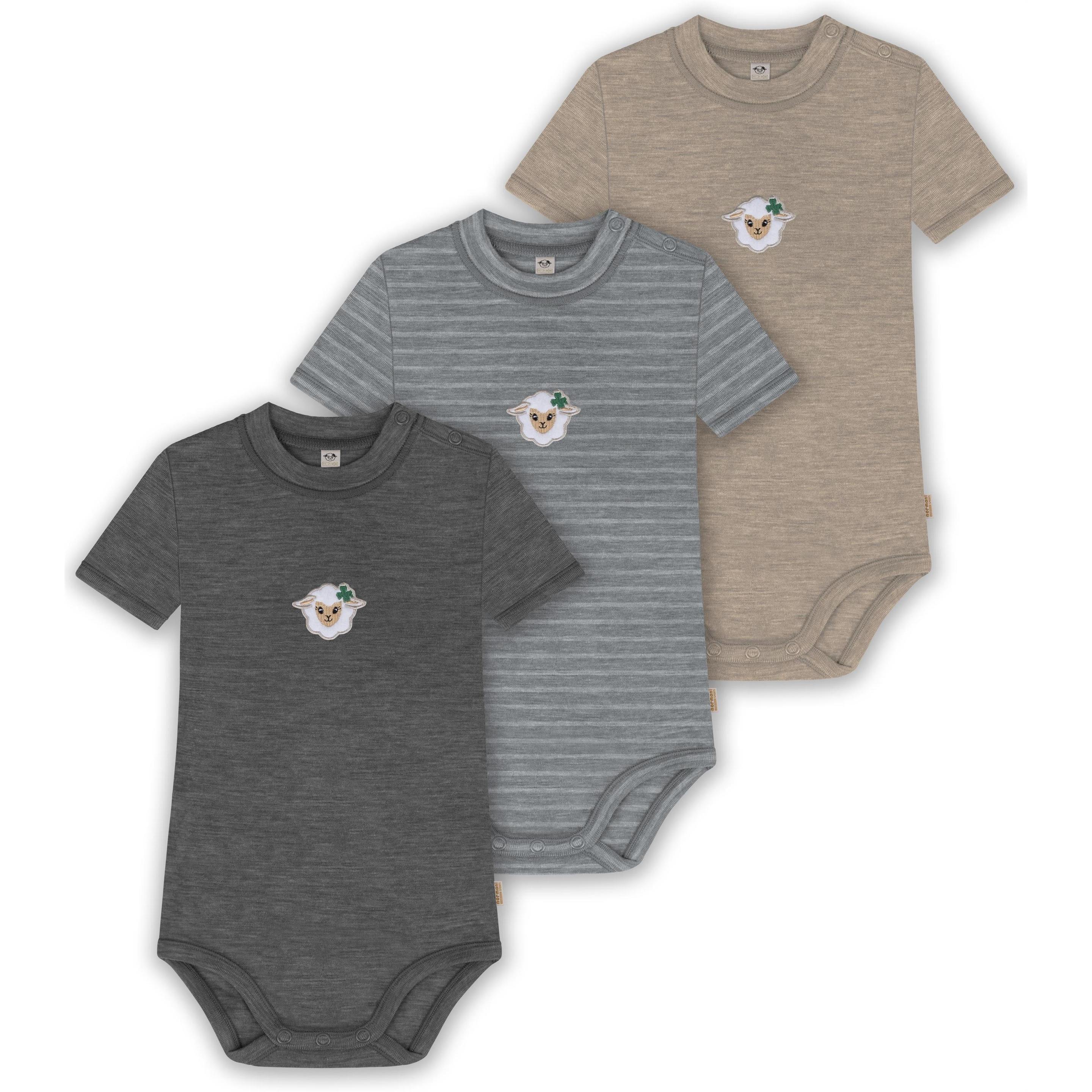 Thumbnail - Normani, Herren, Body, 3er Set Baby Merino Kurzarmbody „Tihoi" - 9323, Beige, (68)