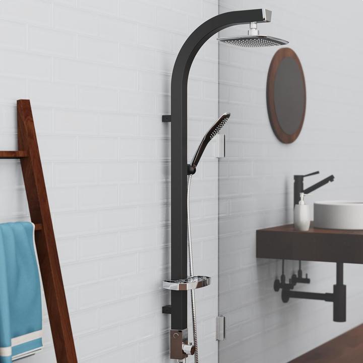 Produktbild Schütte Regendusche Bad MADAGASKAR Überkopfbrause-Set Schwarz matt Chrom Duschsystem Regenbrause 60060