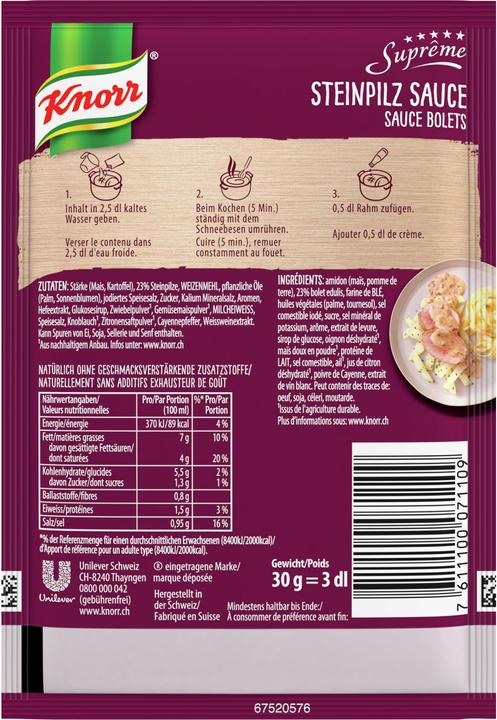 Actual product image Knorr Suprême porcini mushroom sauce sachet, finest porcini mushrooms ready sauce ideal for meat dishes (34 g)