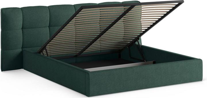 Actual product image Micadoni Boucle Storage Bed with Headboard, "Eric", Green, 225x270x104 Made in Europe (180 x 200 cm)
