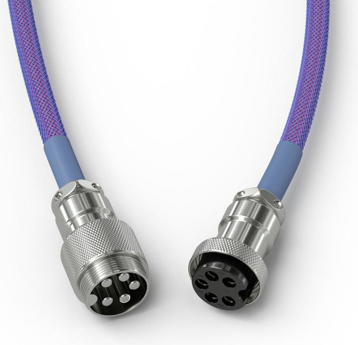 Actual product image Glorious GMMK Coiled Cable Nebula, coiled cable, USB-C/USB-A - purple/silver (1.40 m)