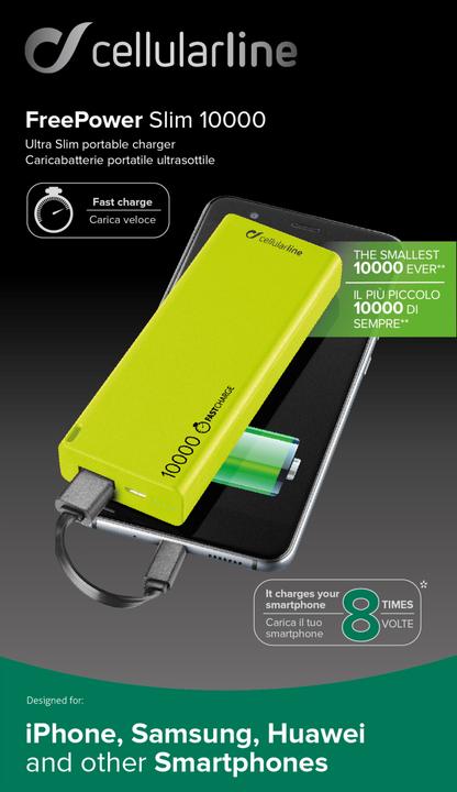 Actual product image Cellularline Freepower Slim (10000 mAh, 10 W, 37 Wh)