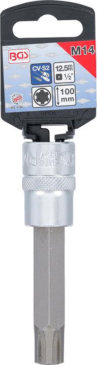 Actual product image BGS Bit Socket length 100 mm 12.5 mm (1/2") Drive Spline (for RIBE) M14 (M14)