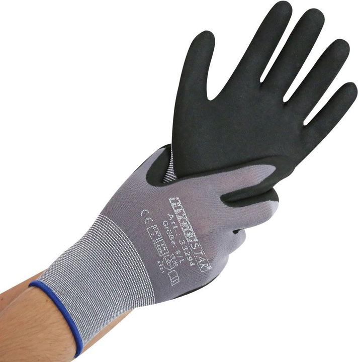 Produktbild Hygostar Nylon-Feinstrick-Handschuh Ergo Flex XL/10 grau-schwarz VE=12 Paar (10)