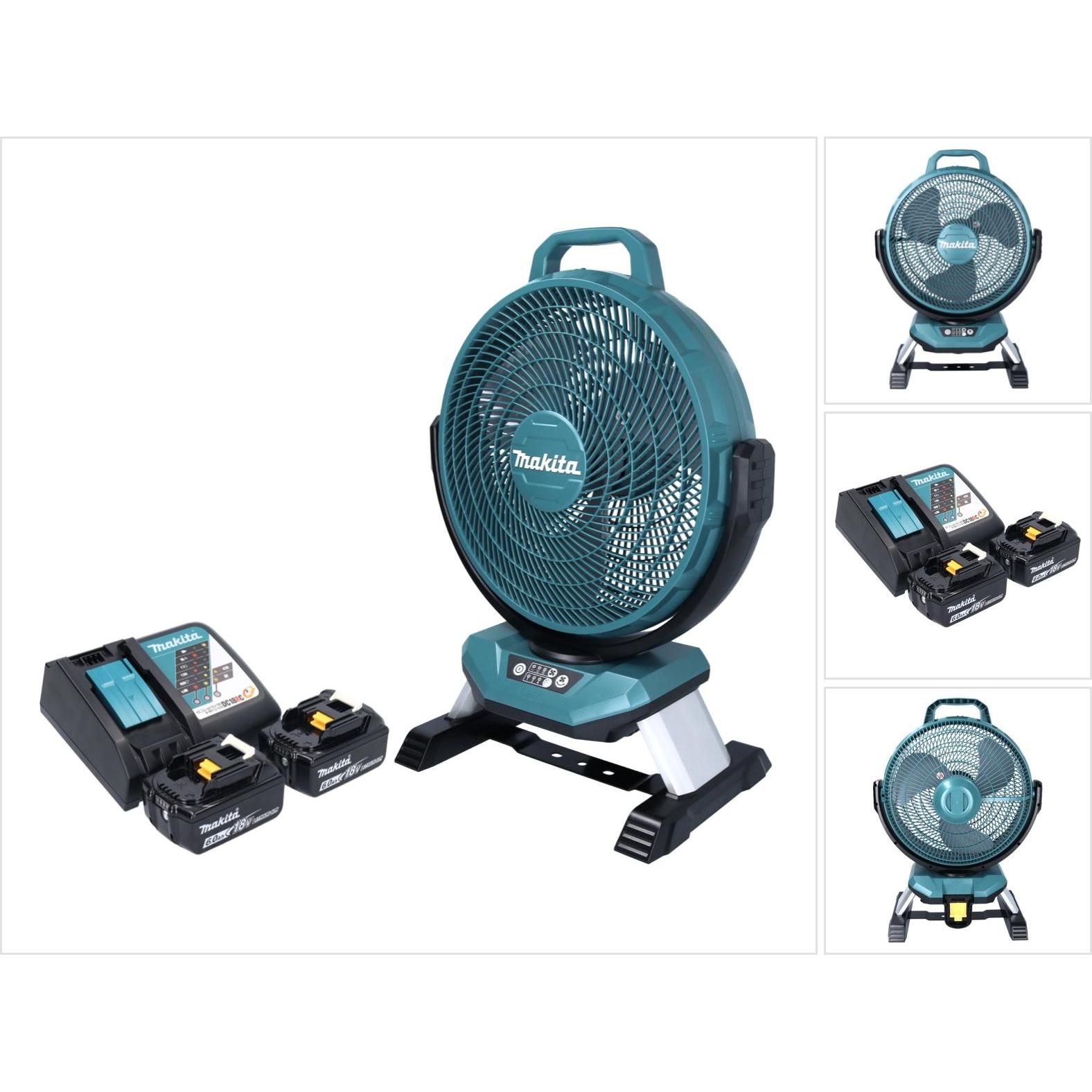 Makita DCF 301 RG Battery Fan Ventilatore 18 V 33 cm + 2x Batteria 6.0 Ah + Caricabatteria, Ventilatore