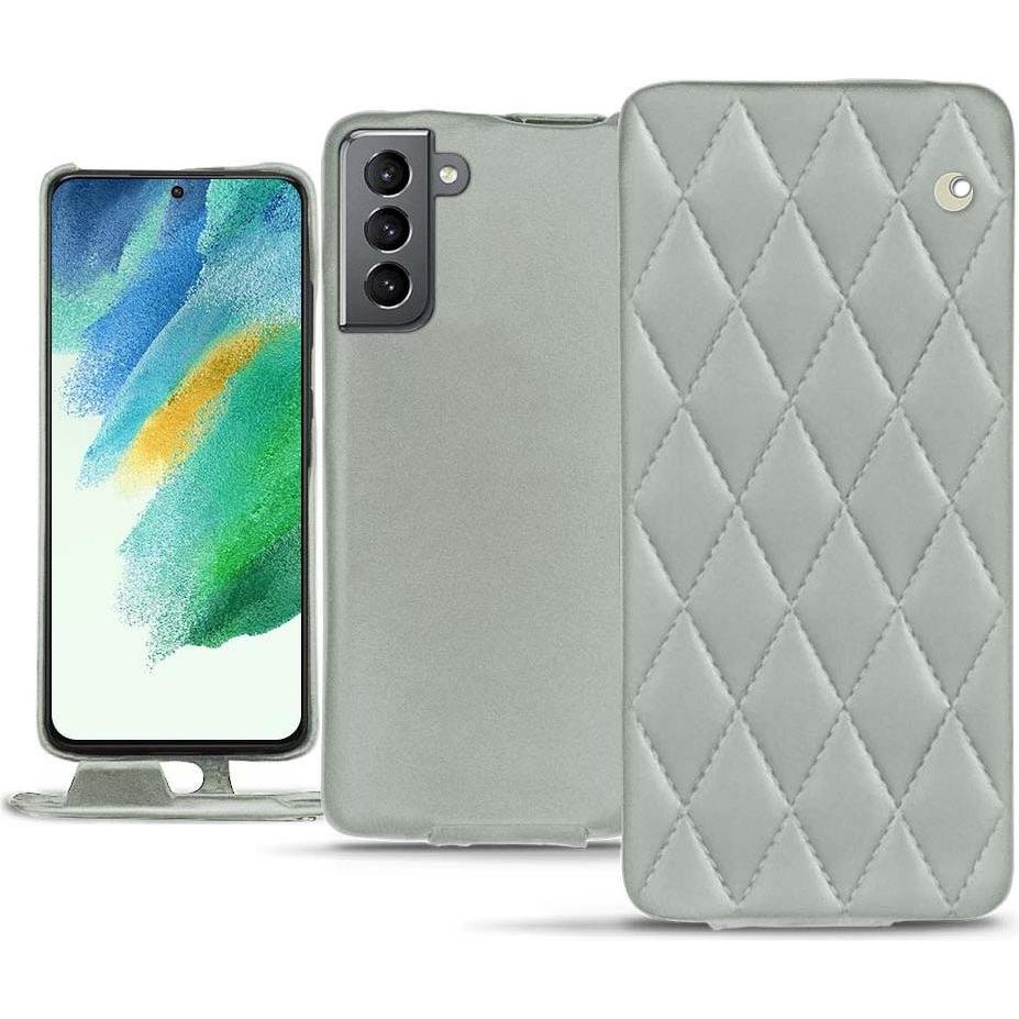 Noreve Lederschutzhülle vertikal (Samsung Galaxy S21 FE), Smartphone Hülle, Grau