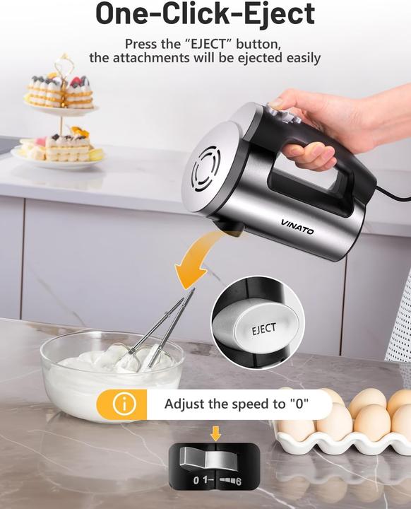 HOMCOM elektrische handmixerset 37 cm x 23 cm x 37 cm