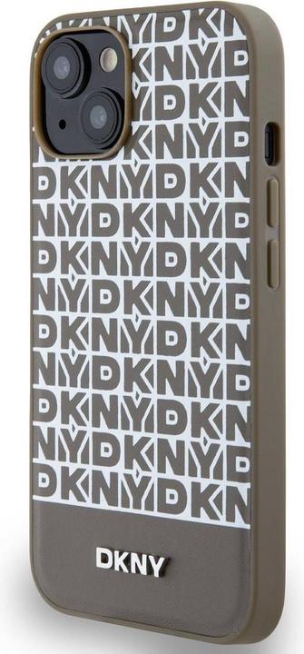 Produktbild DKNY PU Leather Repeat Pattern Bottom Stripe MagSafe Case for iPhone 14 Brown (Apple iPhone 14)