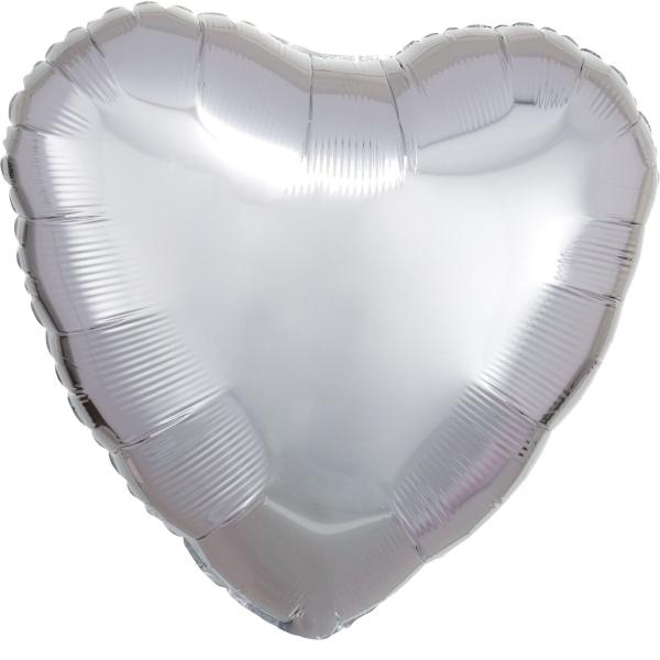 Amscan Standard Metallic Silber Folienballon Herz C16 los