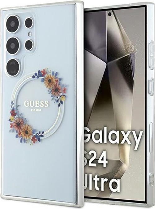 Produktbild Guess GUHMS24LHFWFCT S24 Ultra S928 przeźroczysty/transparent hardcase IML Flowers Wreath MagSafe (Samsung Galaxy S24 Ultra)