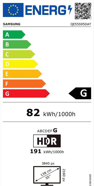 Label énergétique Samsung QE55S95D (55", S95D, OLED, 4K, 2024)