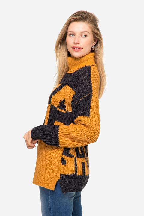 Produktbild Laurasøn Pullover, Colorblocking Wording SEA, zweifarbig, Rollkragen, Langarm (XL)
