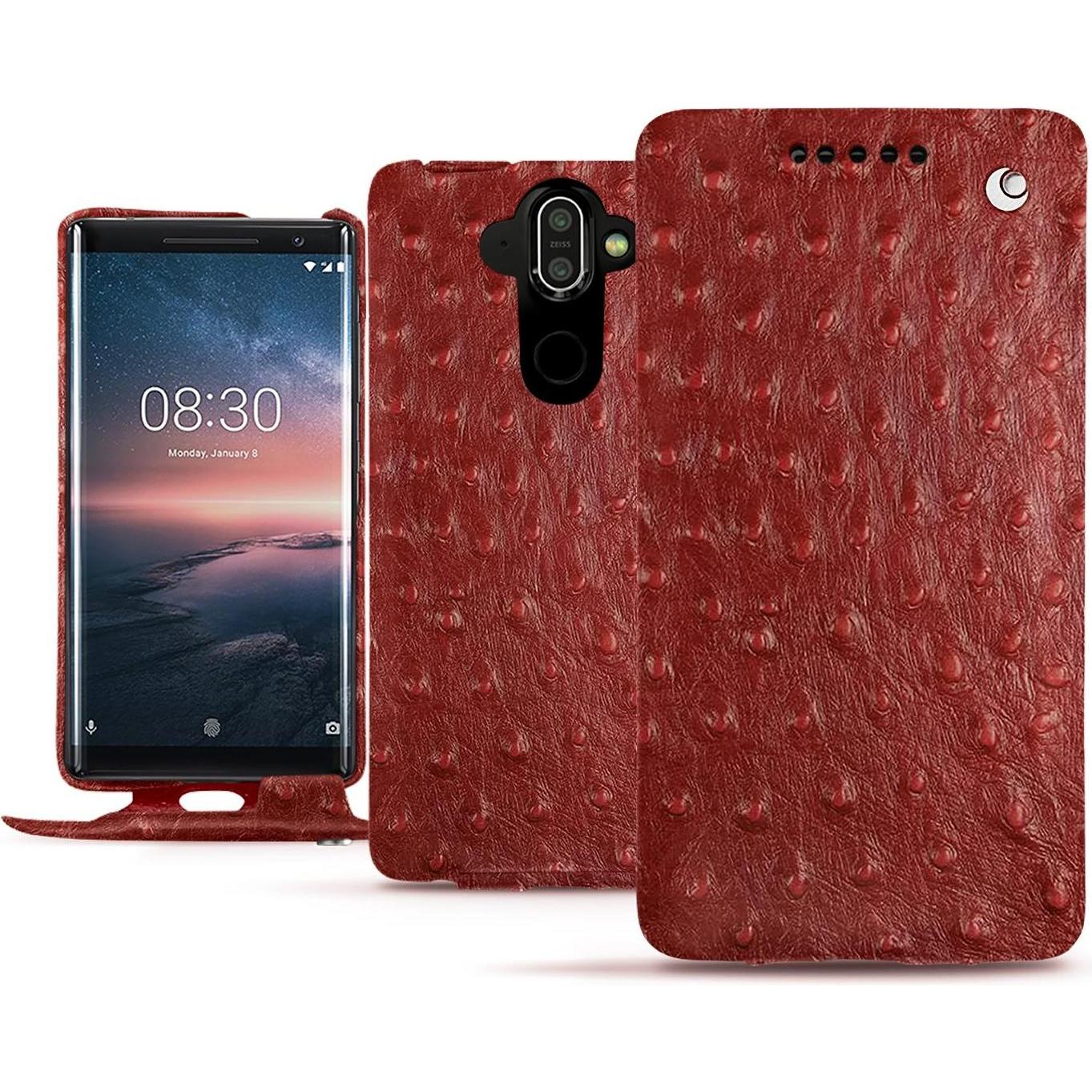 Thumbnail - Noreve Lederschutzhülle vertikal (Nokia 8 Sirocco), Smartphone Hülle, Rot