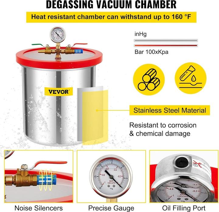 Image du produit Vevor Pompa a Vuoto con Camera (19 l)