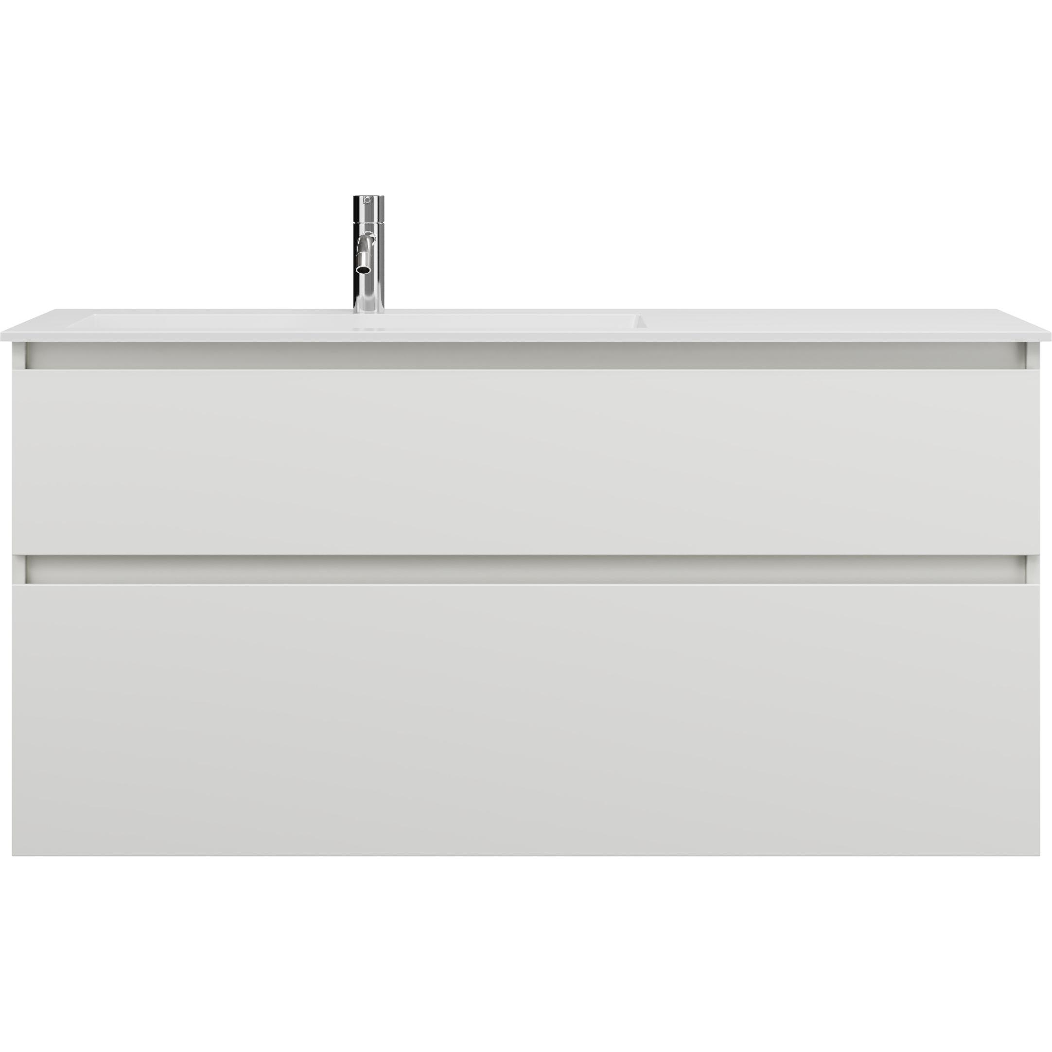 burgbad, Badmöbelset, Lin20 Mineralguss-Waschtisch Farbe Weiss Glänzend linksbündig inklusive Waschtischuntersch