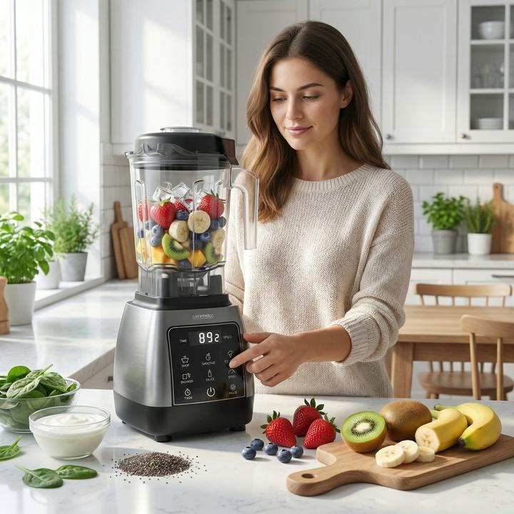 Image du produit Arendo Hochleistungs-Standmixer 2000 W, 2 L, Touchpanel, 24.000 U/min, Puls, 5 Programme, Timer, Display (2000 W)