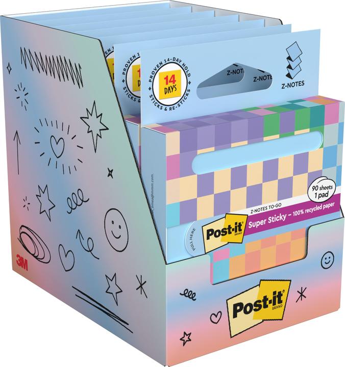 Actual product image Post-it Super Sticky Haftnotizen Z-Notes Recycling (76 x 76 mm)