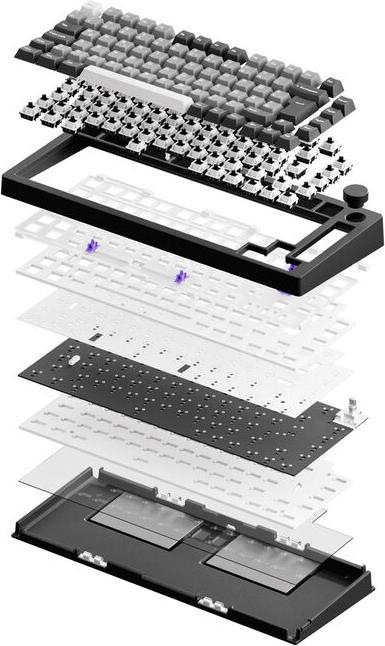 Actual product image Akko MonsGeek M1 V5 VIA Black & Silver Keyboard ISO-DE/UK/Nordic layout Creamy Purple Switch (DE, Cable)