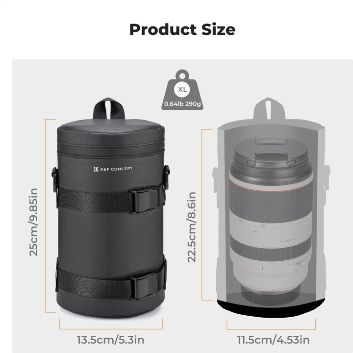 Actual product image K&F Concept Camera Lens Pouch XL Size (Lens bag)