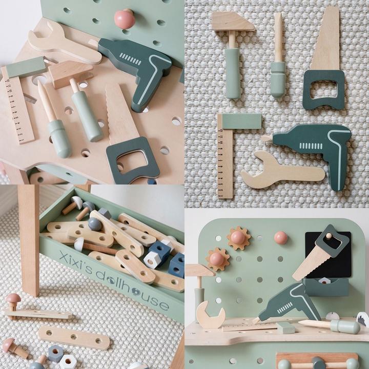 Produktbild Hermex 111-tlg. Werkbank-Set aus Holz für Kinder Spielwerkbank Werkzeugbank