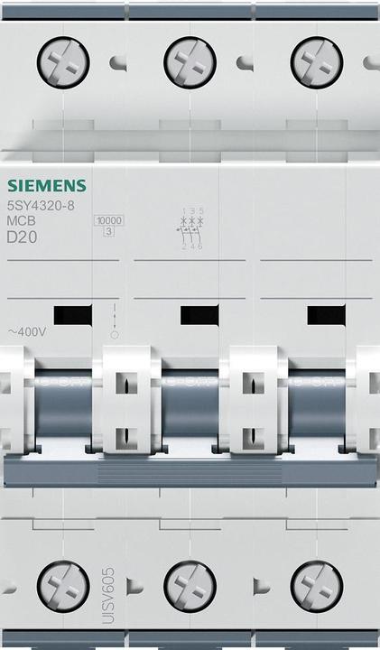 Produktbild Siemens MCB 3 Pole Type D 10kA 20A 400V