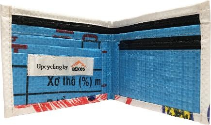 Image du produit Bekos Upcycling - porte-monnaie classique en sacs de riz recyclés Fleur
