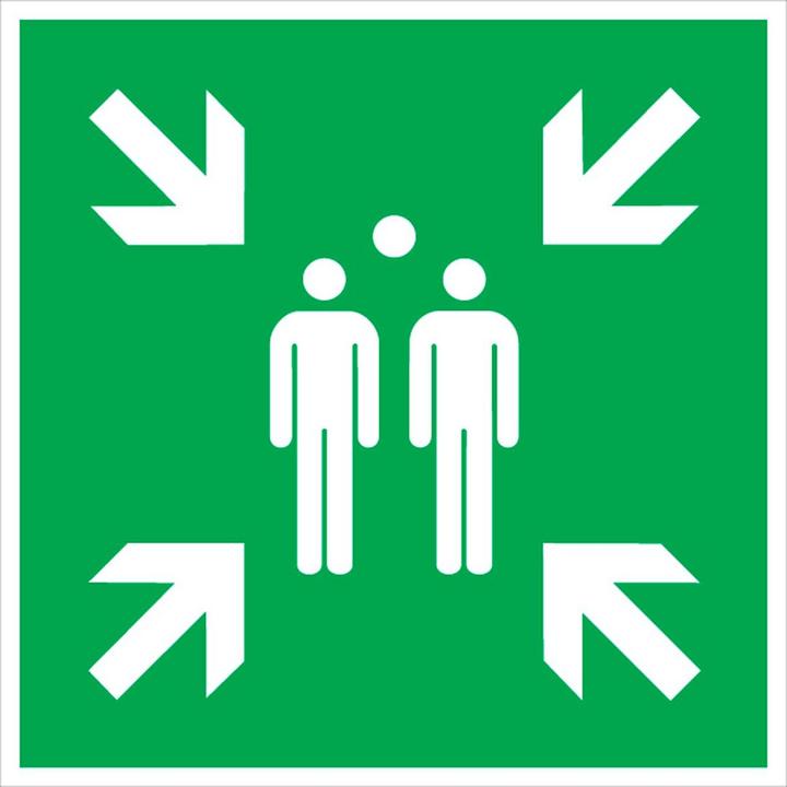 Immagine prodotto HP Autozubehör Cartello di fuga ASR A1.3/DIN EN ISO 7010 L400xL400 mm Punto di raccolta Alluminio