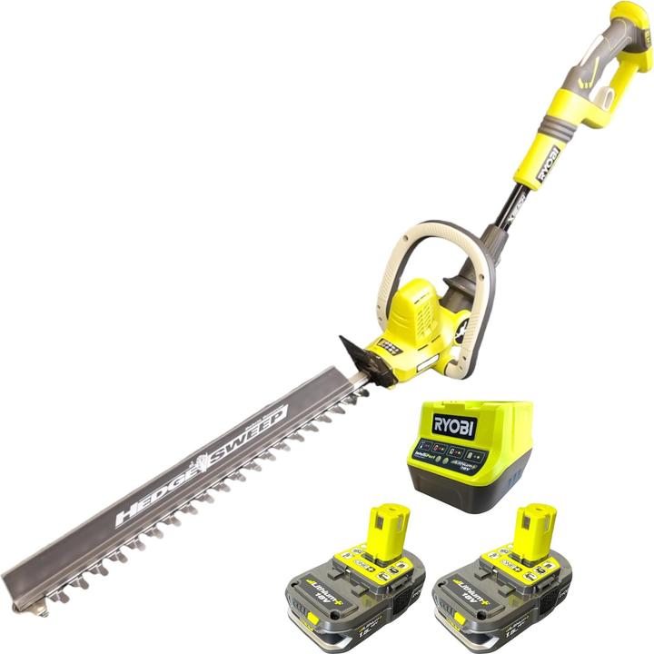 Actual product image Ryobi OHT1850X-215 18 V ONE+ cordless hedge trimmer Long Reach 50 cm + 2x battery 1.5 Ah + charger (Rechargeable battery operated)