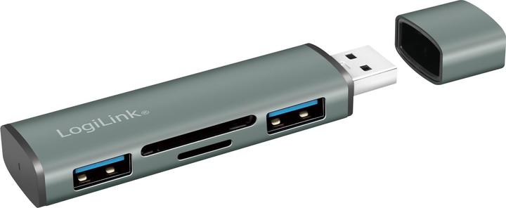 Produktbild LogiLink Cardreader USB 3.2 Hub 2-port grey (USB-A, 4 Ports)