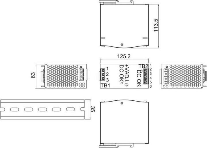 Actual product image MeanWell Mean Well DIN Rail Power Supply