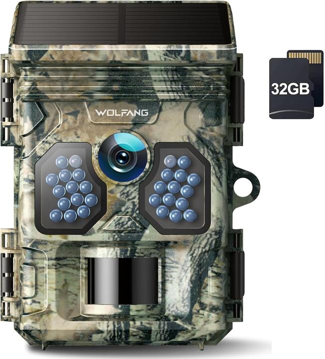 Wolfang 4K Solar Wildkamera WT02 mit Bewegungssensor, Nachtsicht