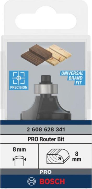 Produktbild Bosch Professional Zubehör Abrundfräser, 8 mm, R1 8 mm, L 15,2 mm, G 53 mm