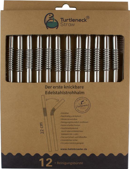 Produktbild Turtleneck Straw Biegbare Edelstahl Trinkhalme (12 x)