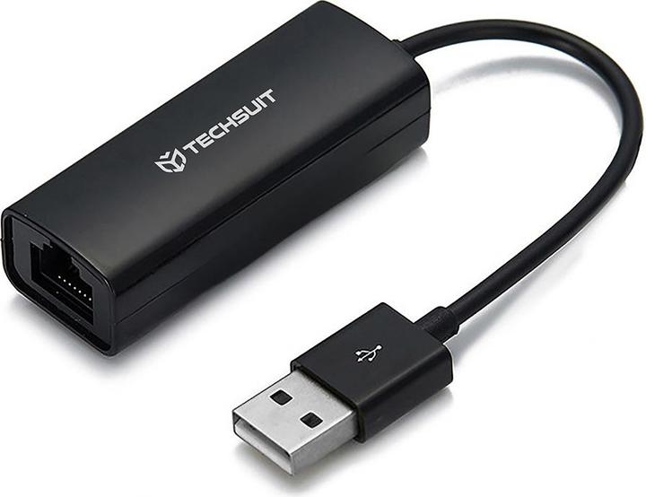 Techsuit - Ethernet Adapter NetLink (AC19) - USB Male to RJ45 LAN Port Female - Black (USB)