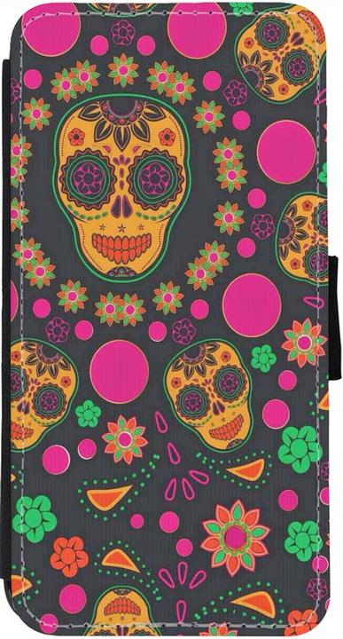 Image du produit PhoneLook Coque Wallet noir Halloween 22 colorful mexican skulls (Apple iPhone 12, Realme 12 Pro+)