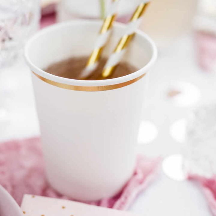 Actual product image Partydeco Cups, white, 260 ml (1 pkt / 6 pc.) (6 x)