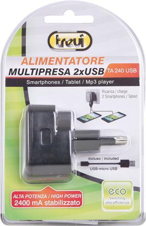 Immagine prodotto Trevi TA 240 USB 2400 mA 2xUSB POWER SUPPLY