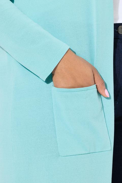 Produktbild Ulla Popken Long-Strickjacke, Stehkragen, offene Form (60)