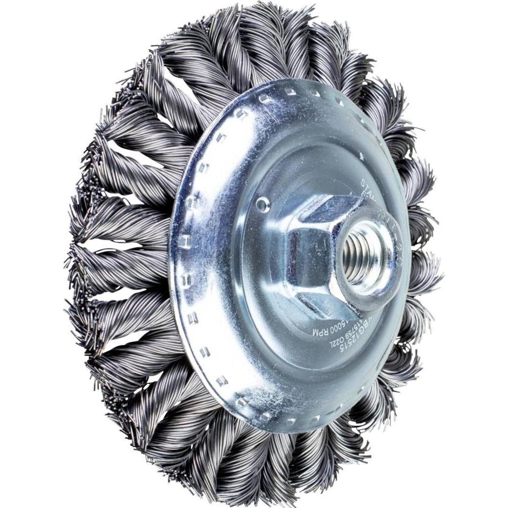 Pferd, Schleifmittel, Kegelbürste Ø 125 mm M14 Drahtstärke 0,5 mm Gusseisen 15 mm 15000 min-¹